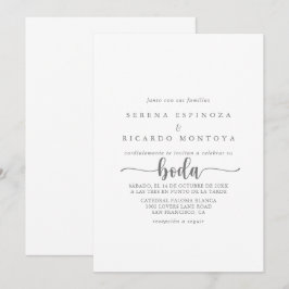 Invitación Caligrafía minimalista Boda de plata española 