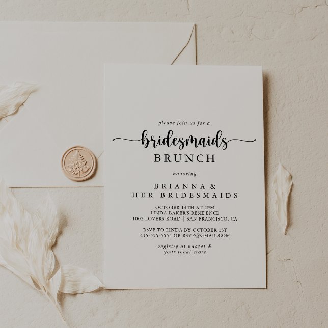 Invitación Caligrafía minimalista Bridesmaids Brunch Shower (Subido por el creador)