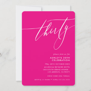 Invitación Caligrafía minimalista elegante 30 fiesta rosa cal