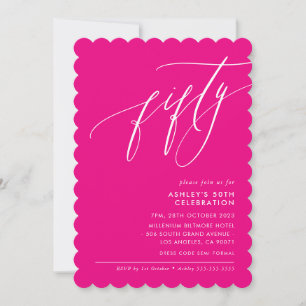 Invitación Caligrafía minimalista elegante 50 fiesta rosa cal