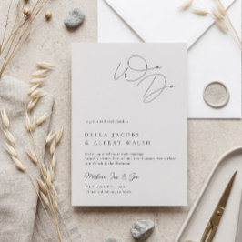 Invitación Caligrafía Minimalista Elegante Boda Gris Claro