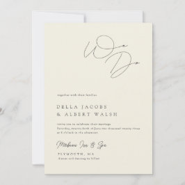 Invitación Caligrafía minimalista elegante boda marfil