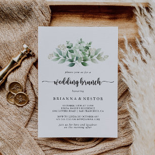Invitación Caligrafía minimalista Eucalyptus Boda Brunch