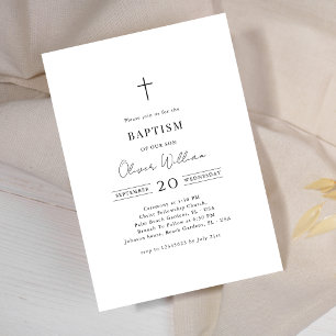 Invitación Caligrafía minimalista Género Bautismo neutral