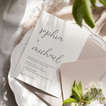 Caligrafía Minimalista moderna Boda blanco negro