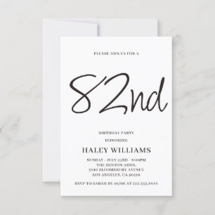 Invitación Caligrafía minimalista moderna y simple 82° cumple