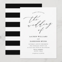 Invitación Caligrafía Minimalista Negra y Blanca | Boda