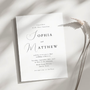 Invitación Caligrafía Minimalista negro + blanco Boda
