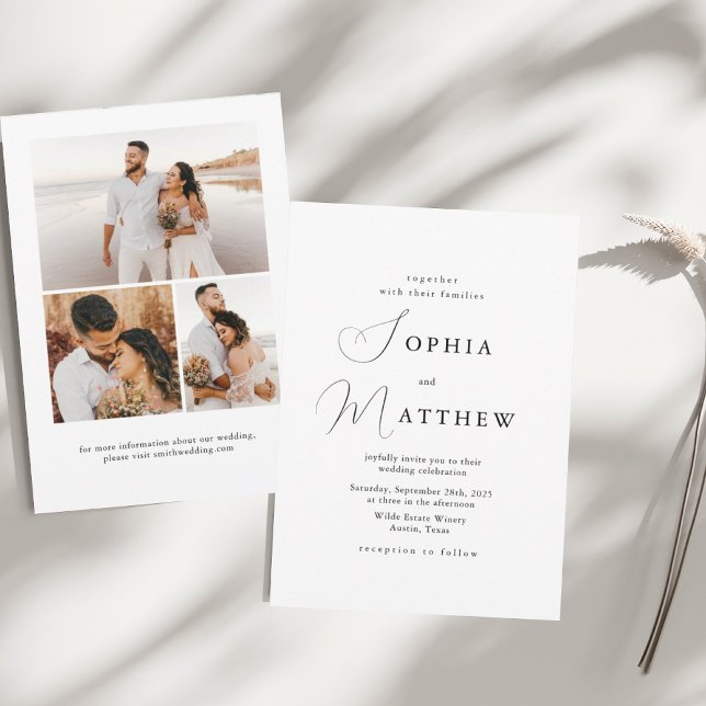 Invitación Caligrafía Minimalista negro + blanco Boda (Subido por el creador)
