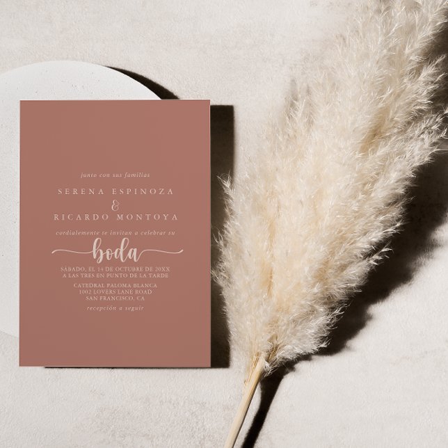 Invitación Caligrafía minimalista Terracotta Boda Boda (Subido por el creador)