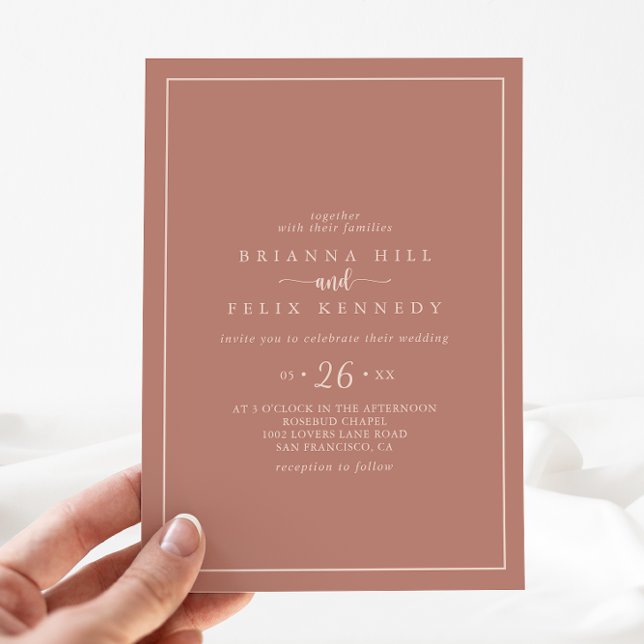 Invitación Caligrafía minimalista Terracotta Casual Boda (Subido por el creador)