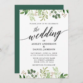 Invitación Caligrafía moderna Boda verde botánico