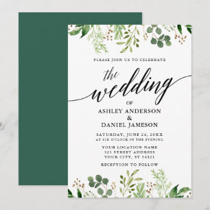 Invitación Caligrafía moderna Boda verde botánico
