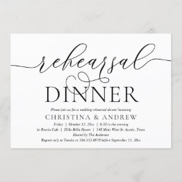 Invitación Caligrafía moderna, cena de ensayo de boda