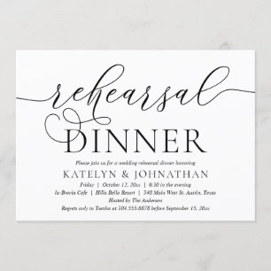 Invitación Caligrafía moderna, cena de ensayo de boda