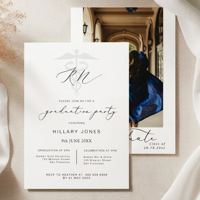 Invitación Caligrafía moderna de graduación RN (Subido por el creador)