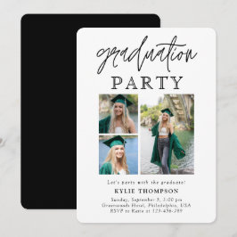 Invitación Caligrafía moderna de guión tres foto graduación