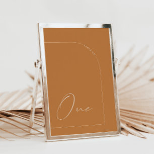 Invitación Caligrafía moderna de terracota Número de una tabl