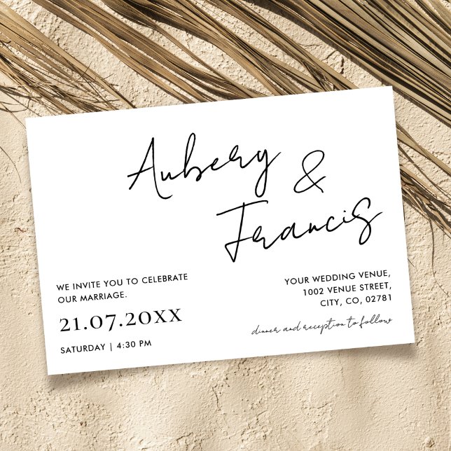 Invitación Caligrafía moderna del guión del nombre Minimalist (Subido por el creador)