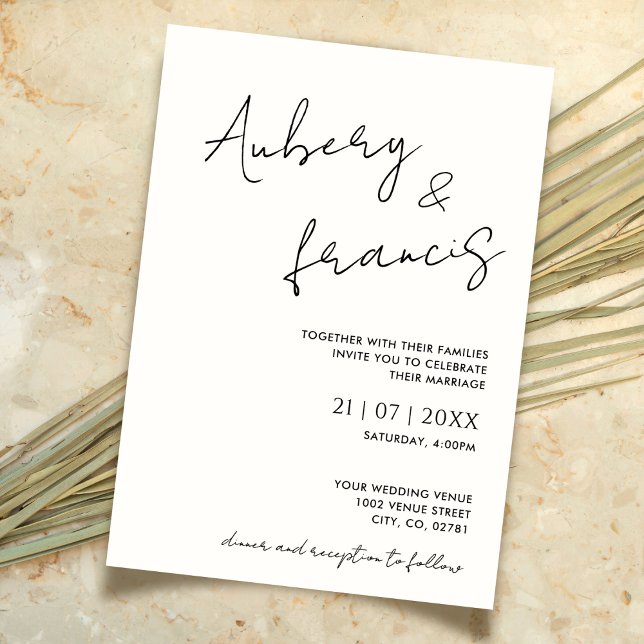 Invitación Caligrafía moderna del guión del nombre Minimalist (Subido por el creador)