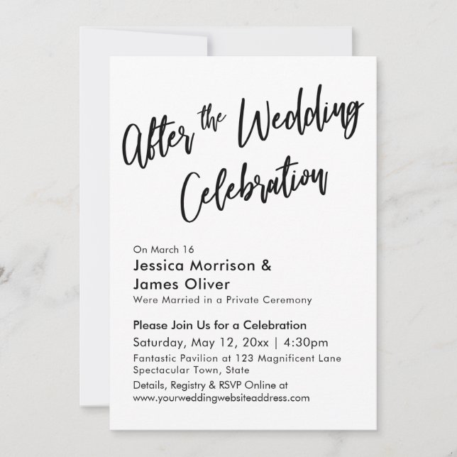 Invitación Caligrafía moderna después de la celebración del B (Anverso)