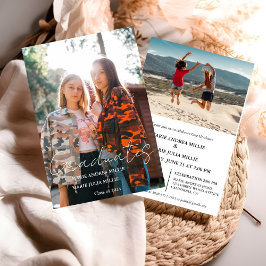 Invitación Caligrafía moderna Doble graduación de foto de gra