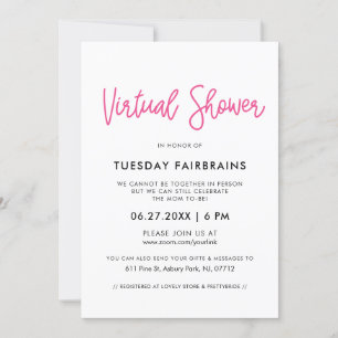 Invitación Caligrafía moderna Ducha de bebé virtual