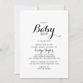 Invitación Caligrafía moderna Ducha formal de niño bebé