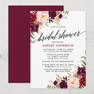 Invitación Caligrafía Moderna Ducha Moral Floral Floral de Bo