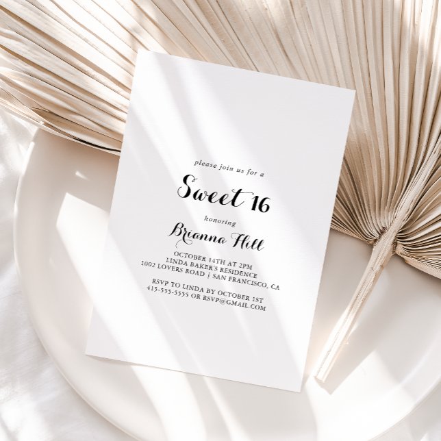 Invitación Caligrafía moderna Dulce fiesta de cumpleaños 16 (Subido por el creador)