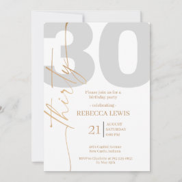 Invitación Caligrafía moderna elegante Cumpleaños 30 adulto