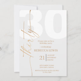 Invitación Caligrafía moderna elegante Cumpleaños 30 adultos