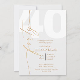 Invitación Caligrafía moderna elegante cumpleaños 40 adulto
