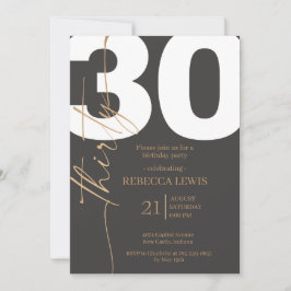Invitación Caligrafía moderna elegante Cumpleaños adulto 30