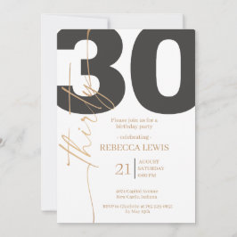 Invitación Caligrafía moderna elegante Cumpleaños adulto 30