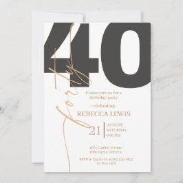 Invitación Caligrafía moderna elegante cumpleaños adulto 40