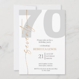 Invitación Caligrafía moderna elegante cumpleaños adulto 70