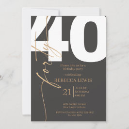 Invitación Caligrafía moderna elegante para cumpleaños 40 adu