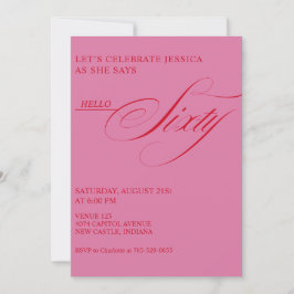 Invitación Caligrafía moderna elegante para cumpleaños 60