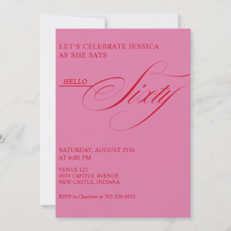 Invitación Caligrafía moderna elegante para cumpleaños 60
