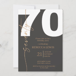 Invitación Caligrafía moderna elegante para el 70 cumpleaños 