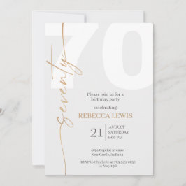 Invitación Caligrafía moderna elegante para el 70 cumpleaños 