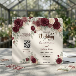 Invitación Caligrafía moderna elegante Rosa de Burdeos Código