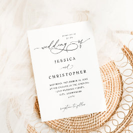 Invitación Caligrafía moderna en blanco y negro 3 Boda