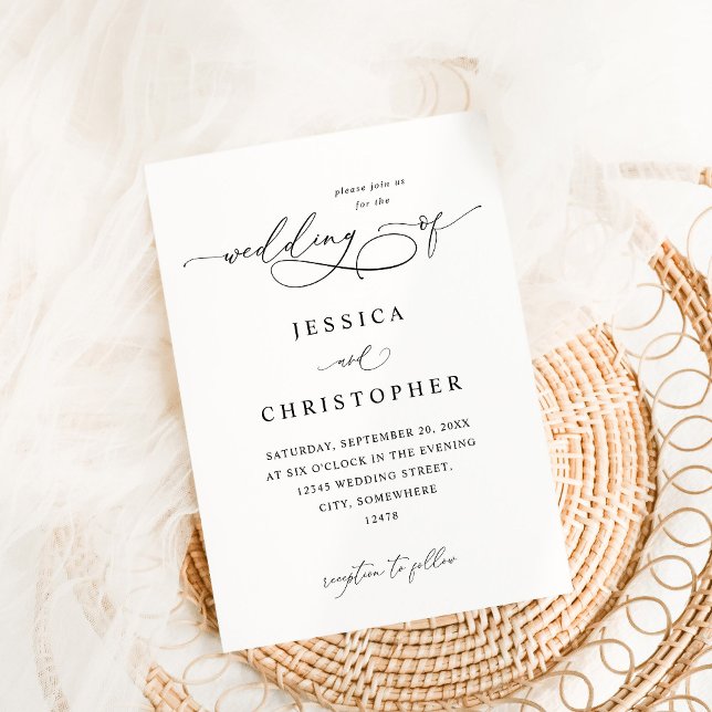 Invitación Caligrafía moderna en blanco y negro 3 Boda (Subido por el creador)