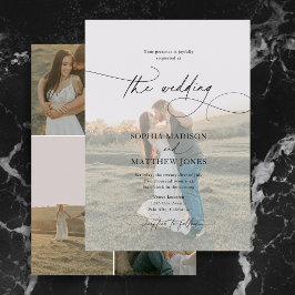 Invitación Caligrafía moderna formal de 5 fotos para boda