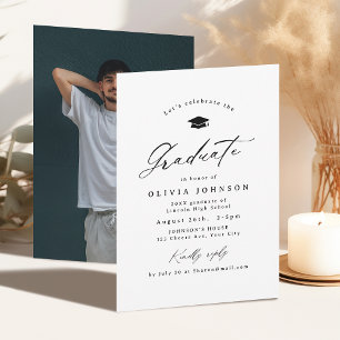 Invitación Caligrafía moderna Graduación simple de fotografía