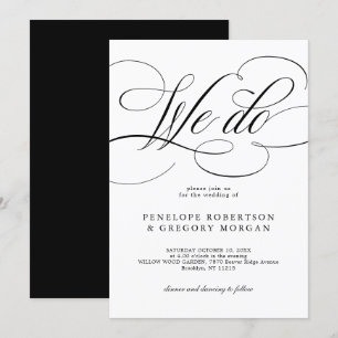 Invitación Caligrafía moderna Hacemos boda en blanco y negro