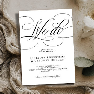 Invitación Caligrafía moderna Hacemos boda en blanco y negro