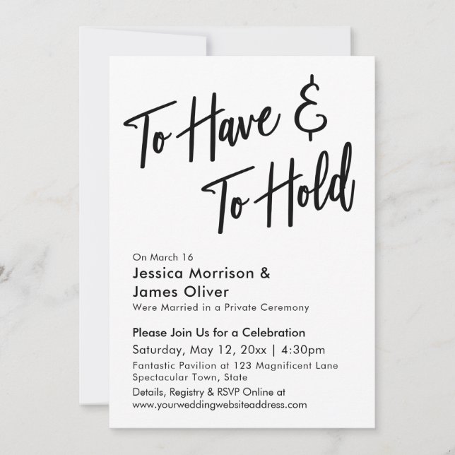 Invitación Caligrafía moderna Minimalista a tener y mantener (Anverso)